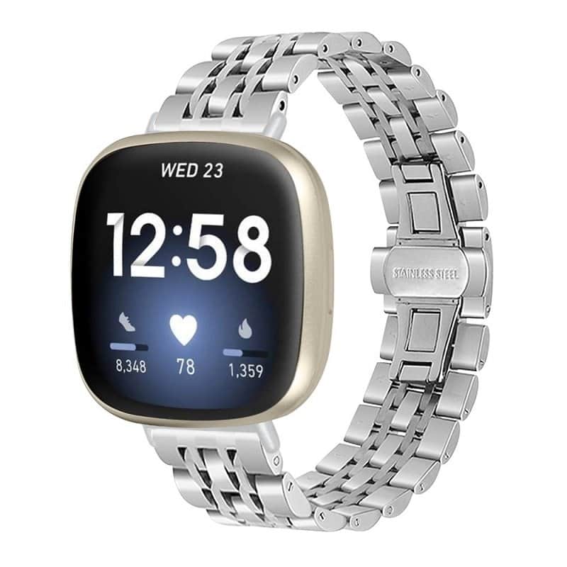 For Fitbit Versa 4 Versa 3 Sense 1 Sense 2 Smart Watch Replacement Stainless Steel Metal Replacement Strap Loop Bracelet For Women Men For Fitbit Versa 4 Versa 3 Sense 1 Sense 2 Smart Watch Replacement Stainless Steel Metal Replacement Strap Loop Bracelet For Women Men
